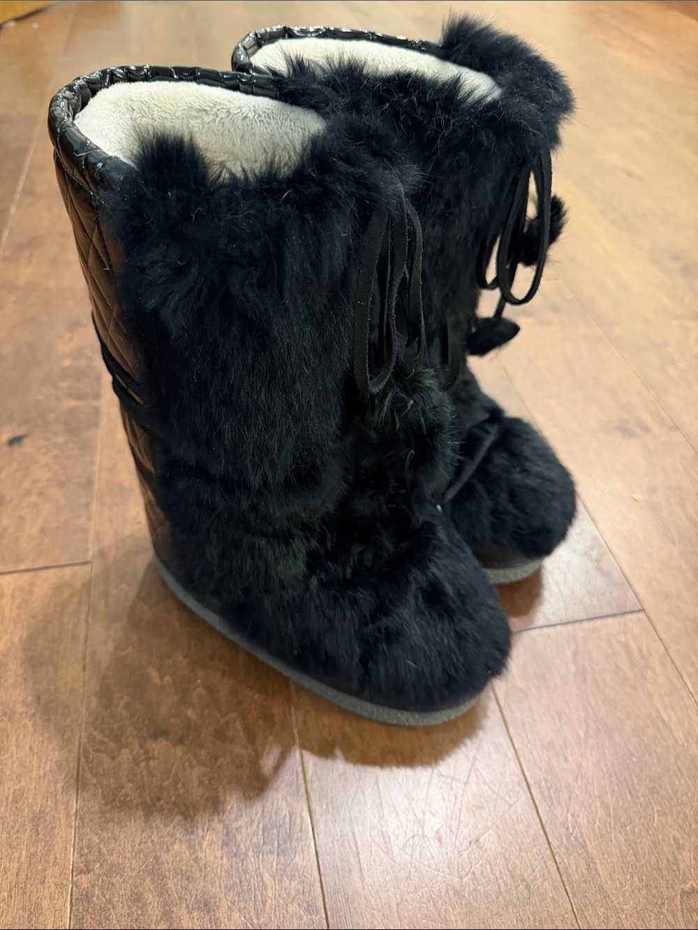 Bogner Moon Boots Snow Black Fur Size 35/37 Bogner Alpe D’Huez Made in Italy